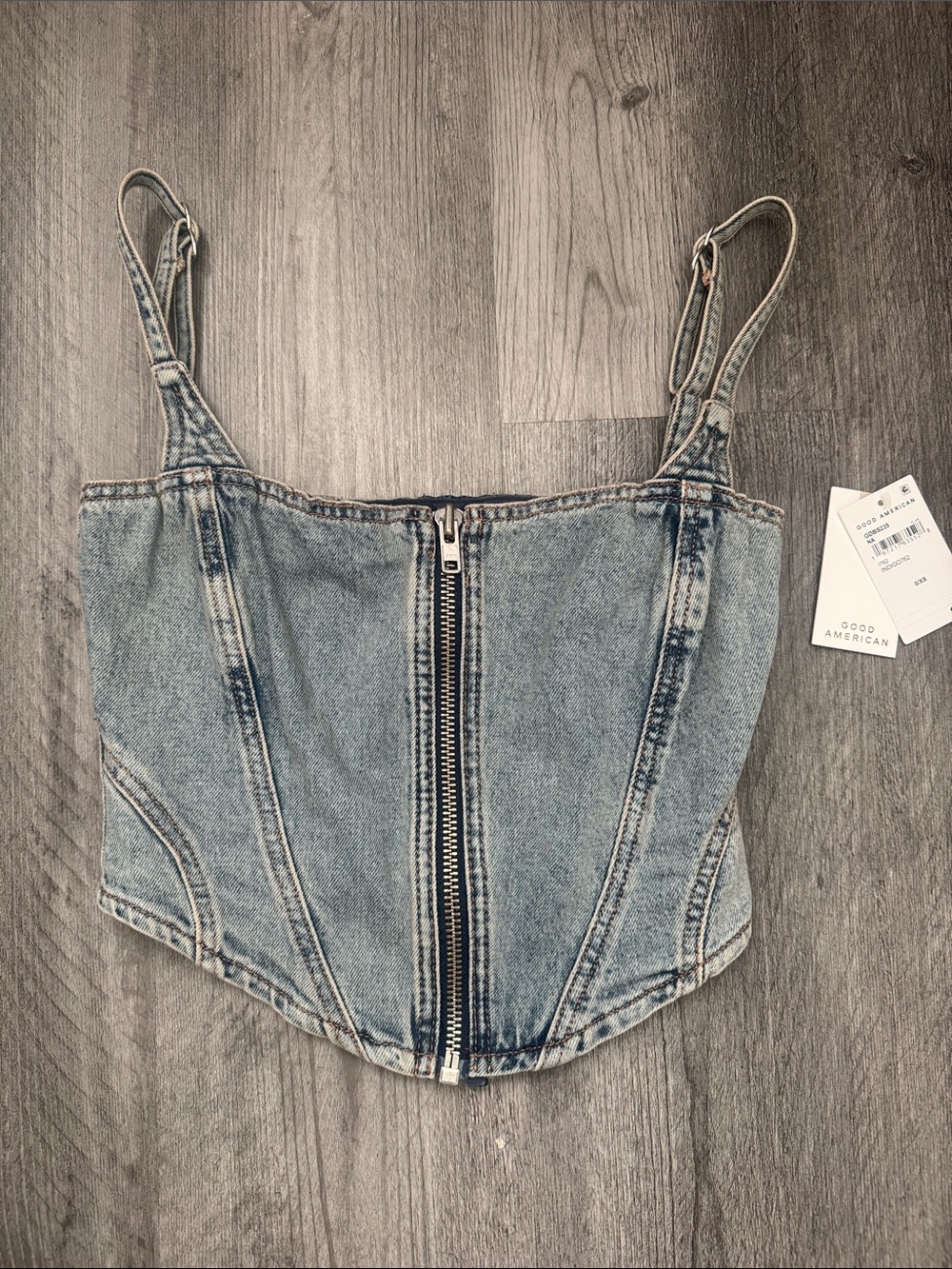 Good American Indigo 762 Denim Corset Tank SIZE XS NWT